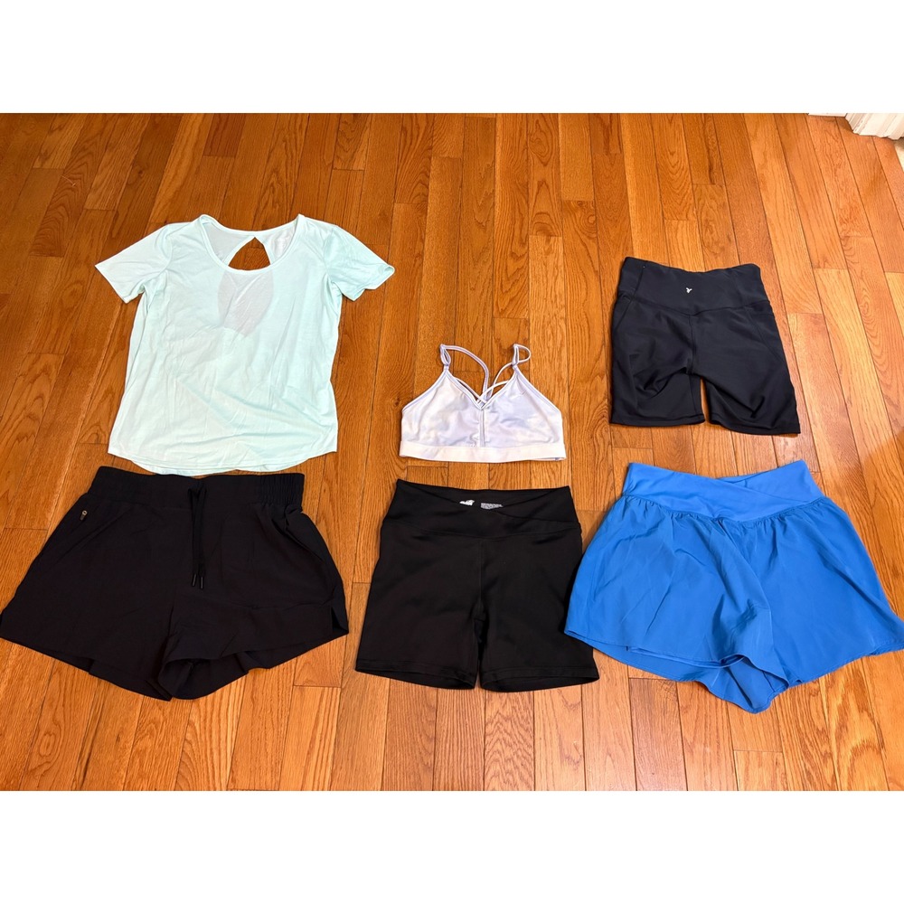 Activewear Bundle 6pc Nike Old Navy All in Motion Avia Shorts Bra Top Womens M